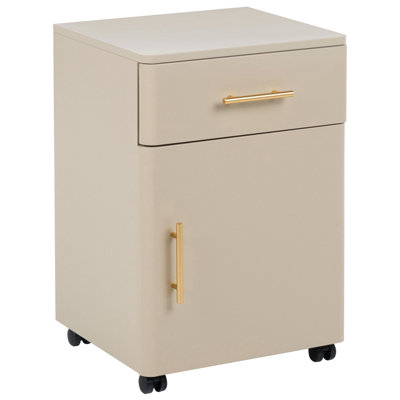 B&Q -  1 Drawer Bedside Table Ombura Metal Beige