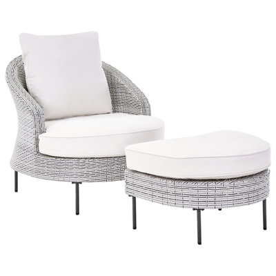B&Q -  Garden Armchair With Ottoman Arcille Pe Rattan Grey