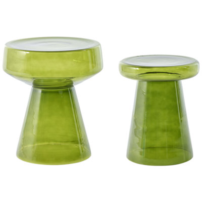 B&Q -  Set Of 2 Side Tables Laguna/caldera Glass Green