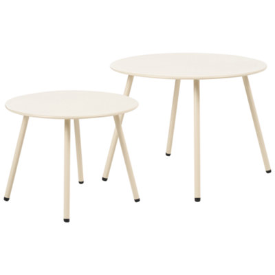 B&Q -  Set Of 2 Garden Coffee Tables Vimercate Metal Beige