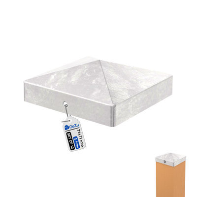 Gezu Impex Steel Fence Post Cap Hot Dip Galvanised Pyramid Square Gate Post Top Cap71 X 71 mm (Pack Of 12) from B&Q