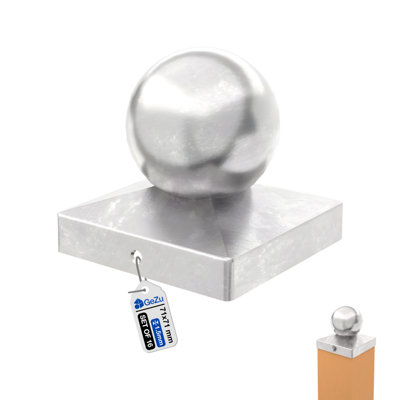 Gezu Impex Square Metal Fence Gate Post Cap Hot Dip Galvanised Ball Top71 X 71 mm (Pack Of 16)