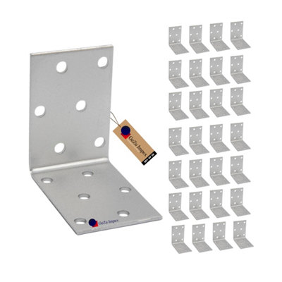 Gezu Impex Heavy Duty Galvanised Steel Angle Bracket Corner Bracket Corner Brace For Construction60 X 60 X 40 mm (Pack Of 28) from B&Q