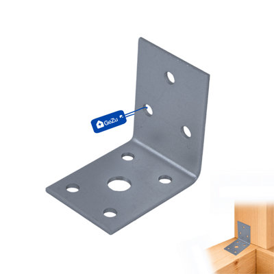 Gezu Impex Heavy Duty Galvanised Steel Angle Bracket Corner Bracket Corner Brace For Construction50 X 50 X 35 mm (Pack Of 4) from B&Q