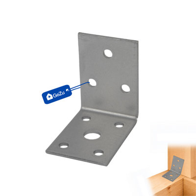 Gezu Impex Heavy Duty Galvanised Steel Angle Bracket Corner Bracket Corner Brace For Construction50 X 50 X 35 mm (Pack Of 4) from B&Q