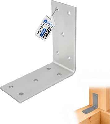 Gezu Impex Heavy Duty Galvanised Steel Angle Bracket Corner Bracket Corner Brace For Construction90 X 90 X 40 mm (Pack Of 28) from B&Q