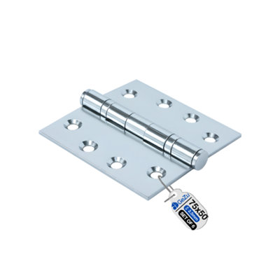B&Q -  Door Hinge 75 X 75 mm Electroplated Heavy Duty Internal Timber Door Ball Bearing Butt Hinges(Pack Of 6)