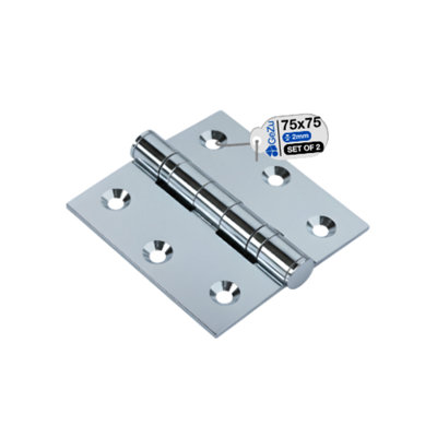 B&Q -  Door Hinge 75 X 75 mm Electroplated Heavy Duty Internal Timber Door Ball Bearing Butt Hinges(Pack Of 2)