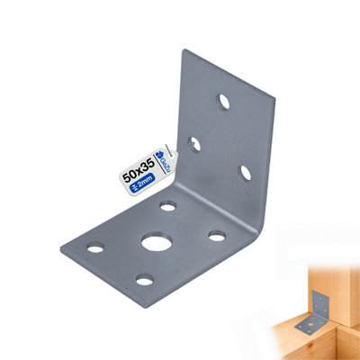 Gezu Impex Angle Bracket 50 X 50 X 35 mm Galvanised Perforated Corner Braces Brackets Connector Wood from B&Q