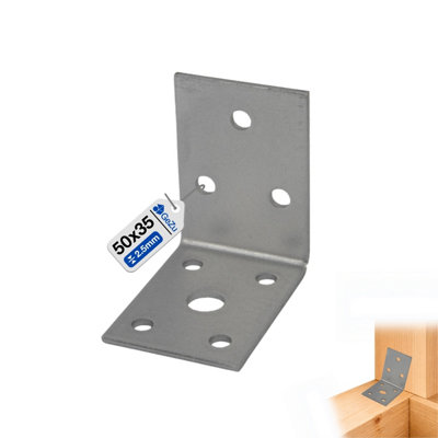 Gezu Impex Angle Bracket 50 X 50 X 35 mm Galvanised Perforated Corner Braces Brackets Connector Wood from B&Q