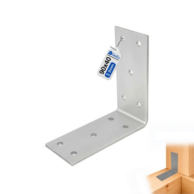 Gezu Impex Angle Bracket 90 X 90 X 40 mm Galvanised Perforated Corner Braces Brackets Connector Wood from B&Q