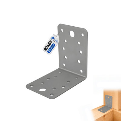 Gezu Impex Angle Bracket 90 X 90 X 65 mm Galvanised Perforated Corner Braces Brackets Connector Wood from B&Q