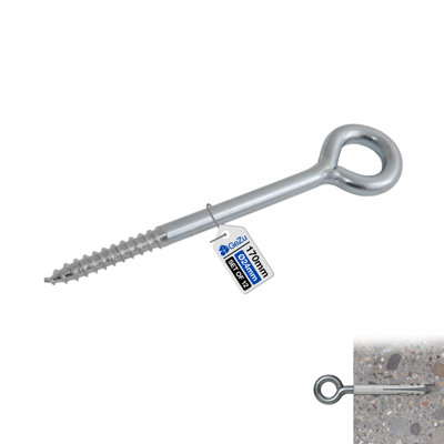 Gezu Impex Eye Bolt Anchor Galvanised Eye Hooks120 mm (Pack Of 12) from B&Q