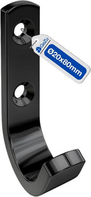 Gezu Impex Wall Hooks 80mm Black Powder Coated Wall Mount Hanger from B&Q