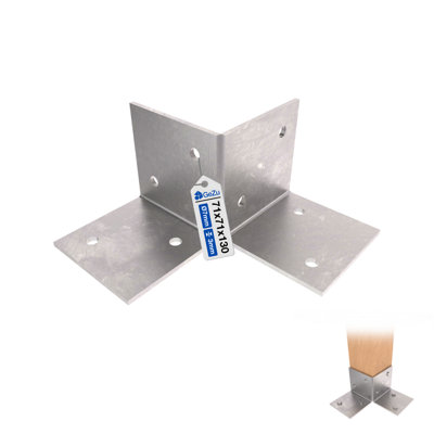 Gezu Impex Pergola Floor Bracket Hot Dip Galvanised - Fence Post Corner Bolt Down Bracket - 71X71mm B&Q