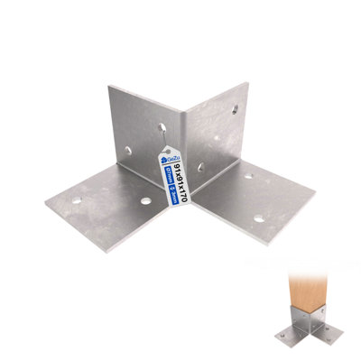 Gezu Impex Pergola Floor Bracket Hot Dip Galvanised - Fence Post Corner Bolt Down Bracket - 91X91mm B&Q