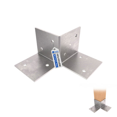 Gezu Impex Pergola Floor Bracket Hot Dip Galvanised - Fence Post Corner Bolt Down Bracket - 121X121mm B&Q