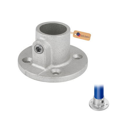 Gezu Impex Base Plate Tube Clamp Dia 27mm Hot Dip Galvanised Silver Railing Base Flange Clamp Pipe Handrail Fitting from B&Q