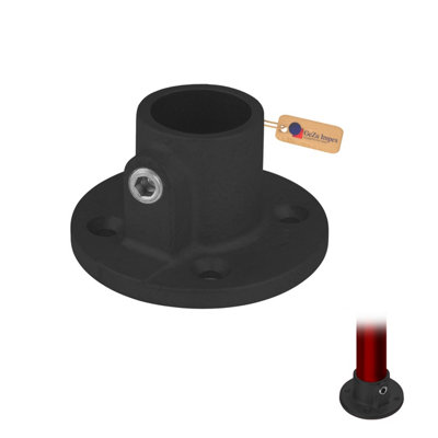 Gezu Impex Base Plate Tube Clamp Dia27mm Hot Dip Galvanised Black Powder Coated Railing Base Flange Clamp Pipe Handrail Fitting from B&Q