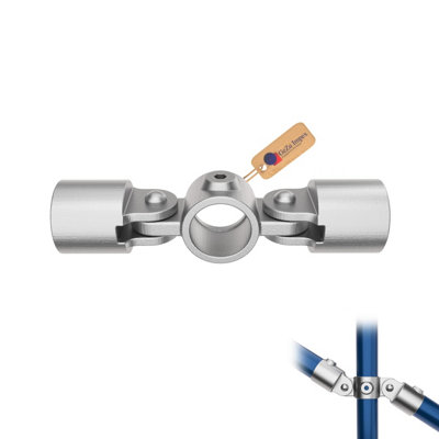 Gezu Impex Double Inline Swivel Combination Dia42mm Hot Dip Galvanised Silver Interclamp Double Swivel Socket Adjustable Tube from B&Q