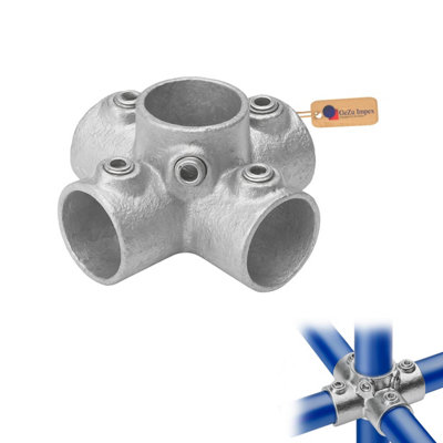 Gezu Impex 4 Way Cross Tube Clamp Dia42mm Hot Dip Galvanised 4 Socket Way Through Cross Key from B&Q