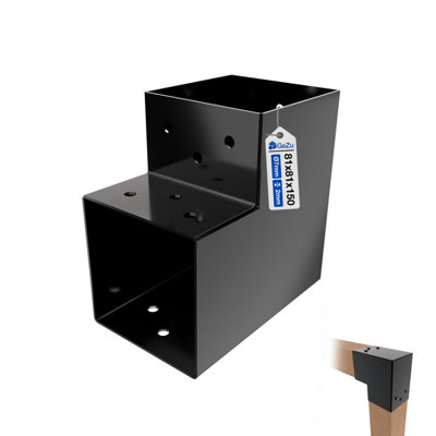 Gezu Impex Heavy Duty Black Pergola L Shape Post Connector81 X 81 mm from B&Q