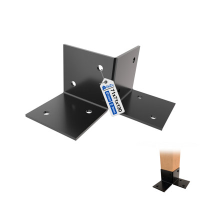 Gezu Impex Pergola Floor Bracket BlackFence Post Corner Bolt Down Bracket71X71mm from B&Q