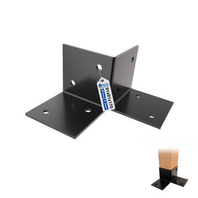 Gezu Impex Pergola Floor Bracket BlackFence Post Corner Bolt Down Bracket91X91mm from B&Q