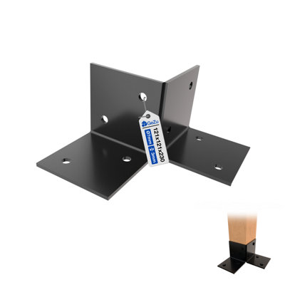 Gezu Impex Pergola Floor Bracket BlackFence Post Corner Bolt Down Bracket121X121mm from B&Q
