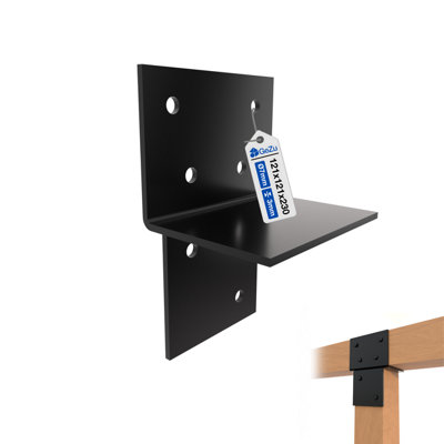 Gezu Impex Pergola Floor Bracket BlackFence Post Corner Bolt Down Bracket121X121mm from B&Q