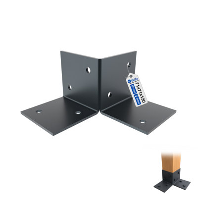 Gezu Impex Pergola Floor Bracket Anthracite GreyFence Post Corner Bolt Down Bracket71X71mm from B&Q