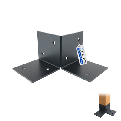 Gezu Impex Pergola Floor Bracket Anthracite GreyFence Post Corner Bolt Down Bracket91X91mm from B&Q