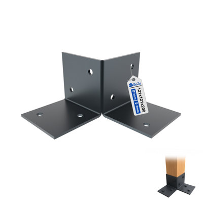 Gezu Impex Pergola Floor Bracket Anthracite GreyFence Post Corner Bolt Down Bracket121X121mm from B&Q