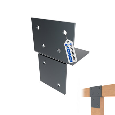 Gezu Impex Pergola Floor Bracket Anthracite GreyFence Post Corner Bolt Down Bracket121X121mm from B&Q