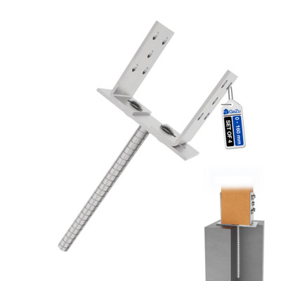 Gezu Impex Adjustable U Post Support 200mm Electroplated Zinc Coated Set Of 4 U Shape Concrete In Post Support from B&Q