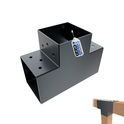 Gezu Impex Post Connector T 121X121 mm Anthracite Powder Coated Set Of 16 Pergola T Shape 3 Beam Post Connector from B&Q