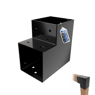 Gezu Impex Heavy Duty Black Pergola L Shape Post Connector91 X 91 mm (Pack Of 12) from B&Q
