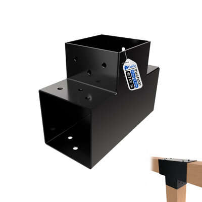 Gezu Impex Heavy Duty Black Post Connector T ShapePergola 3 Beam Post Connector81 X 81 mm (Pack Of 12) from B&Q