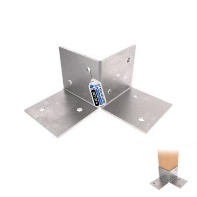Gezu Impex Pergola Floor Bracket Hot Dip GalvanisedFence Post Corner Bolt Down Bracket121X121mm (Pack Of 4) from B&Q