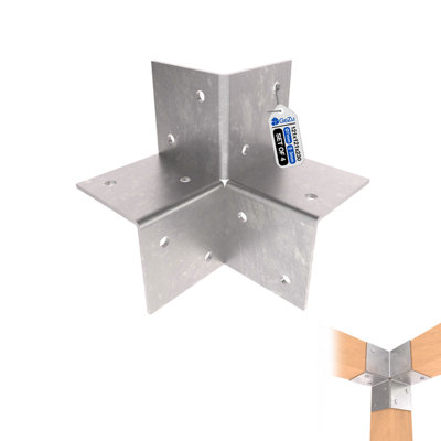 Gezu Impex Heavy Duty Wood Connector T Hot Dip GalvanisedWall Bracket For Wooden Structures121X121mm (Pack Of 4) from B&Q
