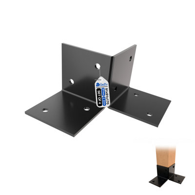 Gezu Impex Pergola Floor Bracket BlackFence Post Corner Bolt Down Bracket91X91mm (Pack Of 4) from B&Q
