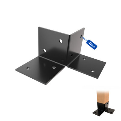 Gezu Impex Pergola Floor Bracket BlackFence Post Corner Bolt Down Bracket121X121mm (Pack Of 8) from B&Q