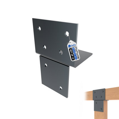 Gezu Impex Pergola Floor Bracket Anthracite GreyFence Post Corner Bolt Down Bracket71X71mm (Pack Of 12) from B&Q
