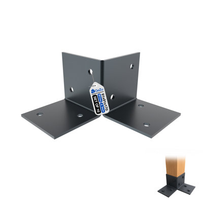 Gezu Impex Pergola Floor Bracket Anthracite GreyFence Post Corner Bolt Down Bracket91X91mm (Pack Of 16) from B&Q