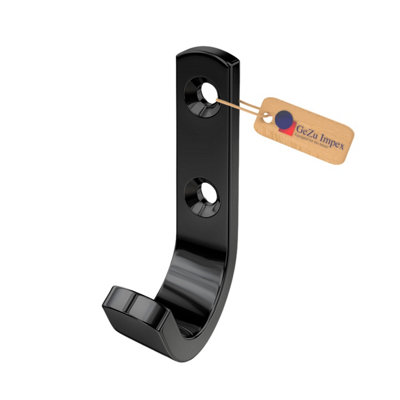 Gezu Impex Wall Hooks 80mm Black Powder Coated Set Of 18 Wall Mount Hanger For Coat Towel Tool Ladder Door Cabinet from B&Q