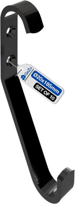 Gezu Impex Wall Hook 185 mm Black Powder Coated Clothes Hook Set Of 10 Wall Mount Hanger For Coat Hat Towel from B&Q