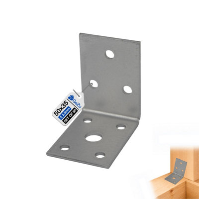 Gezu Impex Angle Bracket 50 X 50 X 35 mm Galvanised Set Of 50 Perforated Corner Braces Brackets Connector Wood from B&Q