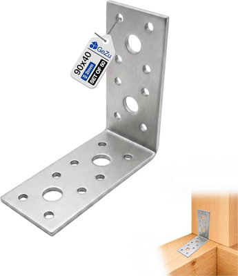 Gezu Impex Angle Bracket 90 X 90 X 40 mm Galvanised Set Of 50 Perforated Corner Braces Brackets Connector Wood from B&Q