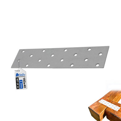 Gezu Impex Joining Plates 40 X 160 mm Galvanised Set Of 50 Flat Perforated Metal Connector Sheet Joining Plates Wood from B&Q