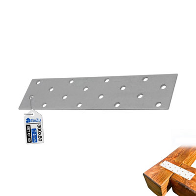 Gezu Impex Joining Plates 80 X 300 mm Galvanised Set Of 50 Flat Perforated Metal Connector Sheet Joining Plates Wood from B&Q